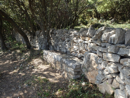 A bench or step in a wall (that took some effort to build).